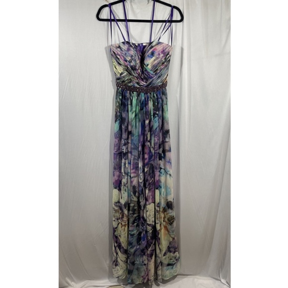 NEW La Femme [ 4 ] Sweetheart Strapless Embellished Waist Chiffon Gown‎ - Picture 5 of 13